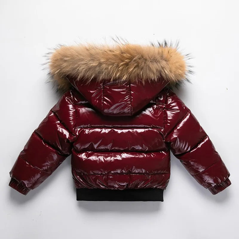 2025 Winter Toddler Boys Down Jacket Fur Waterproof