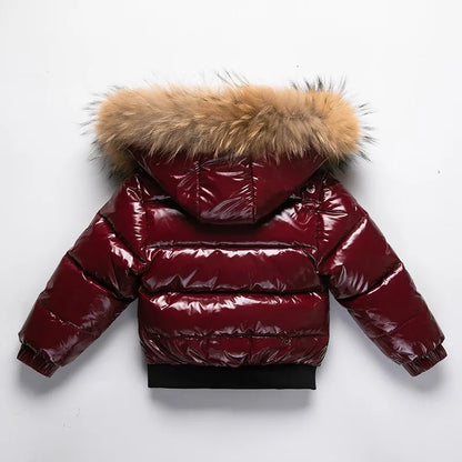 2025 Winter Toddler Boys Down Jacket Fur Waterproof