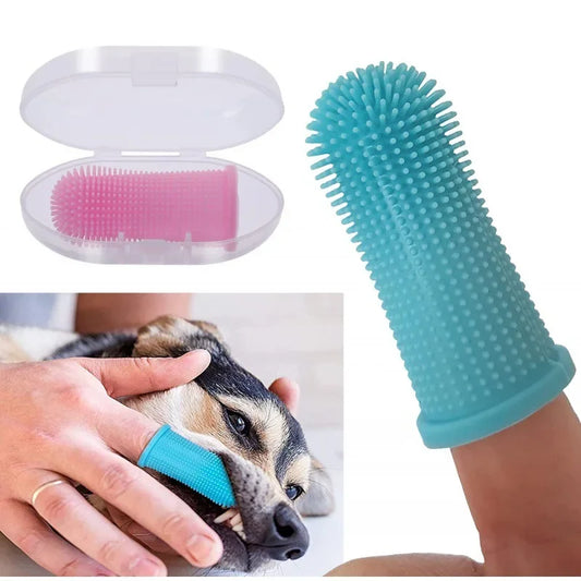 Dog Super Soft  pet Finger Toothbrush Teeth Cleaning