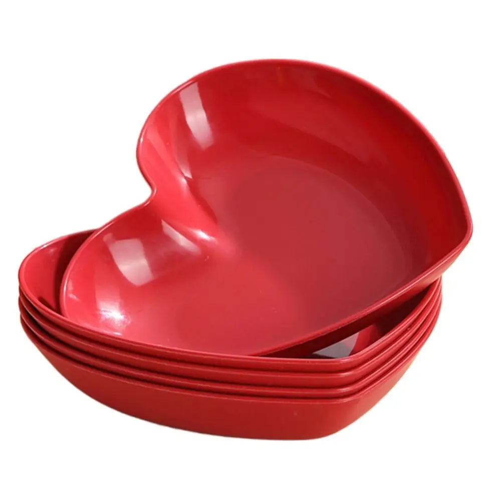 5/10Pcs Multi-Purpose Plastic Red Love Plate Heart-shaped Creative Love Fruit Plate Durable Reusable Snack Love Tray Cake Plate