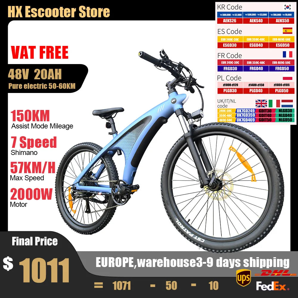 Ebikes 57KM/H Electric Bicycle 27.5 Inch Adults Electric