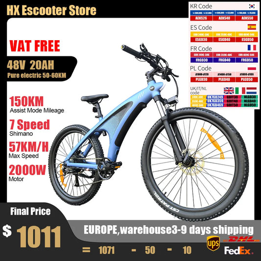 Ebikes 57KM/H Electric Bicycle 27.5 Inch Adults Electric