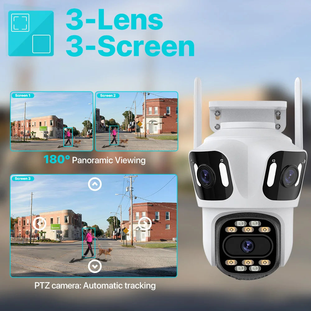 Three Lens PTZ IP Camera Outdoor