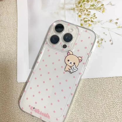 Cartoon Cute Easy Bear Pink Polka Dots Phone Case