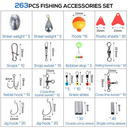 263pcs Outdoor Fishing Accessories Set With Tackle Box