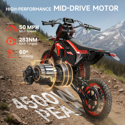 QRONGE X1 Spark Electric Dirt Bike 4500W Peak&Up to 60 Miles 50MPH