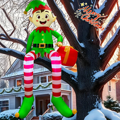 8FT Christmas Inflatables Outdoor Decorations, Christmas Inflatable Sitting Elf
