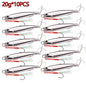 10pcs Fishing Metal Jig Lures 20g 30g 40g Plating Silvery