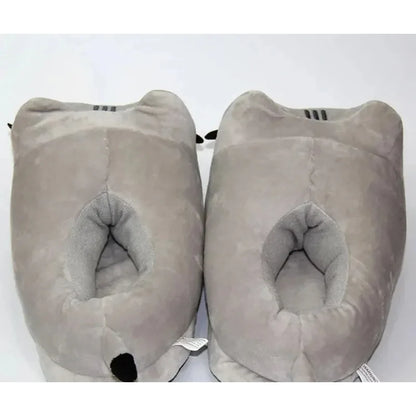 Cartoon Full Covered Cat Slippers Warm Winter Slides Soft Plush