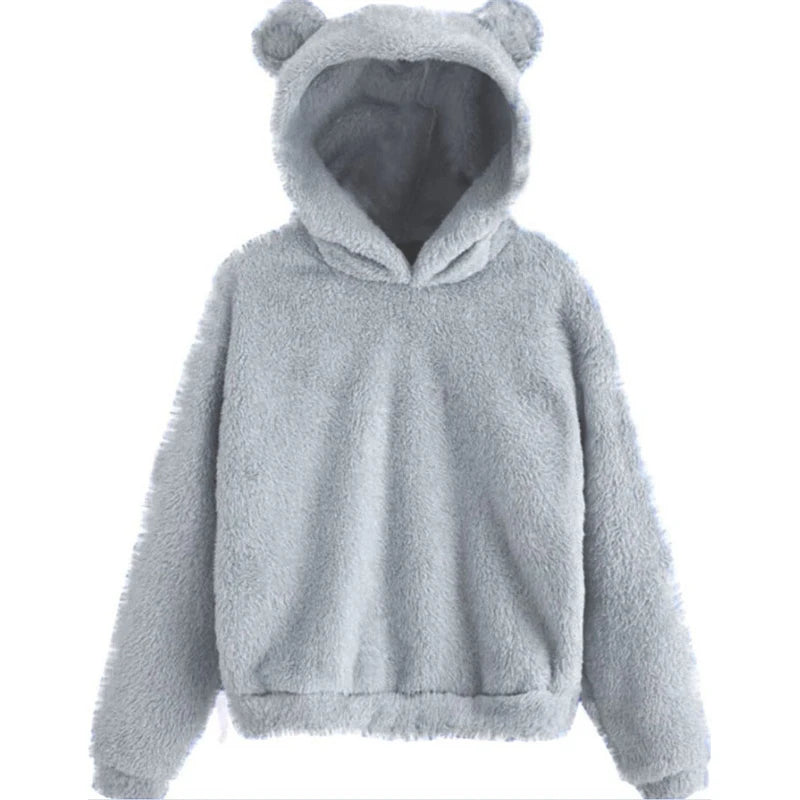 Winter Korean Fashion Bear Ears Cute Loose Hoodi\y