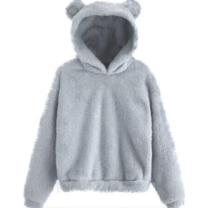 Winter Korean Fashion Bear Ears Cute Loose Hoodi\y