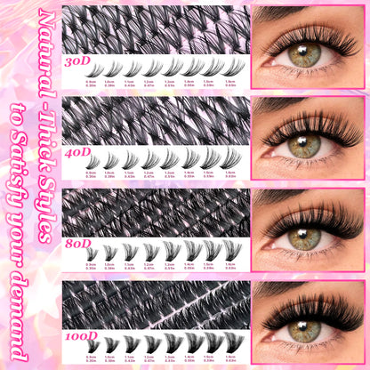 DIY Lash Extension Kit 720pcs Lash Clusters Individual Eyelashes Kit