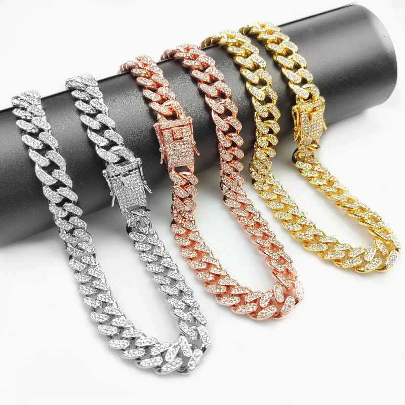 Luxury Cuban Link Cat Necklace Jewelry Rhinestone Collar Cat
