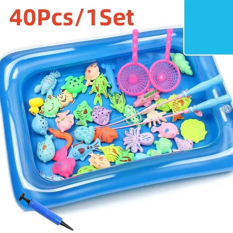 Inflatable fish pond children's magnetic fishing toy pool