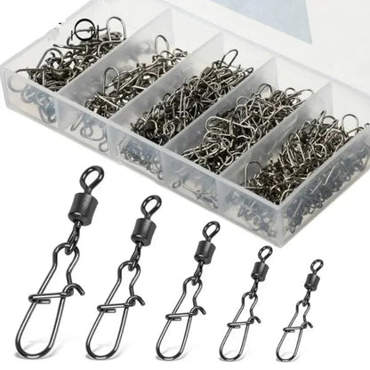 50pc/box Stainless Steel Fishing Connector Pin 4# 6# 8#10#12# Bearing Rolling Swiveal