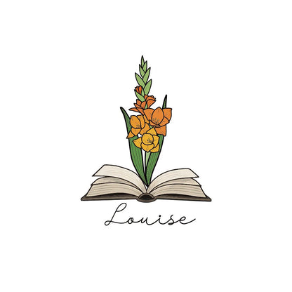 1pc Name Bookmark with Birth Flower,Custom Leather Birth Flower