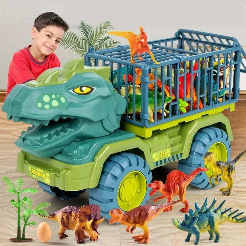Boys Car Toys Dinosaur Truck Transport Carrier Vehicle Dino Animal