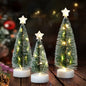 6pcs Mini Christmas Trees, Sisal Trees With Wood Base,