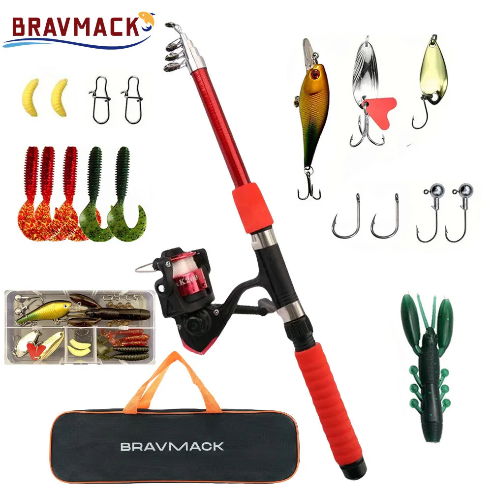 Fishing Pole Set Full Kits With Telescopic Fishing Rod