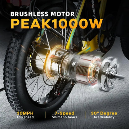 Cybervelo MARS700 1000W Folding Electric Bike,48V 20.8AH