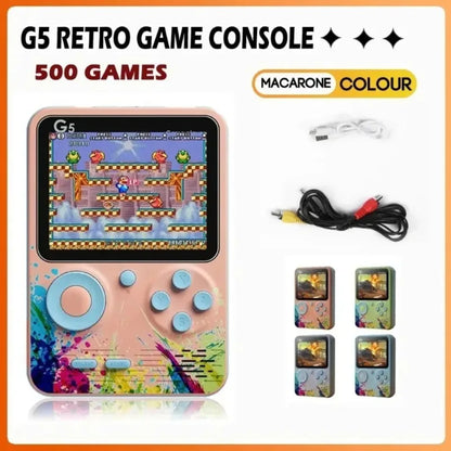 G5 Mini Retro Game Console – 500+ Classic Games, 3-Inch Display,