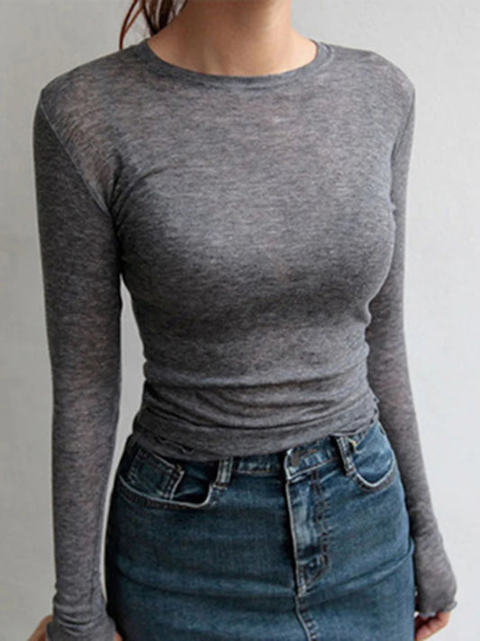 High Quality Plain T Shirt Women  Elastic Basic T-shirts