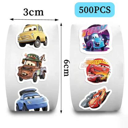 500Pcs/Roll Disney Cars Cartoon Stickers Lightning