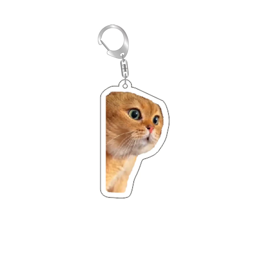Funny Cat Memes Series Keychain Student Gift Bag Lanyard