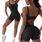 1PCS Backless Yoga Suit U Neck Sleeveless Sports Jumpsuit Solid Colour