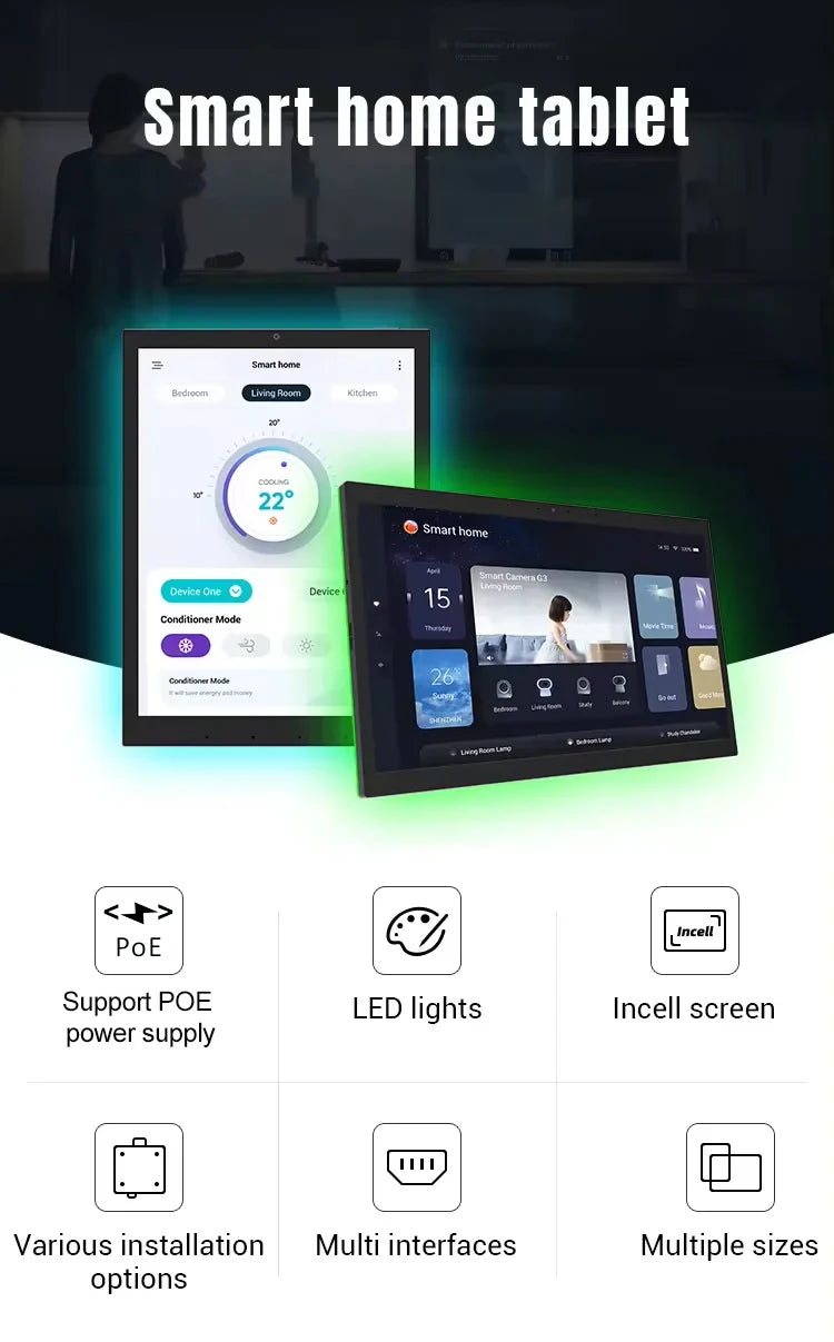 10.1 inch POE tablet wall mount android 14 smart home control panel,