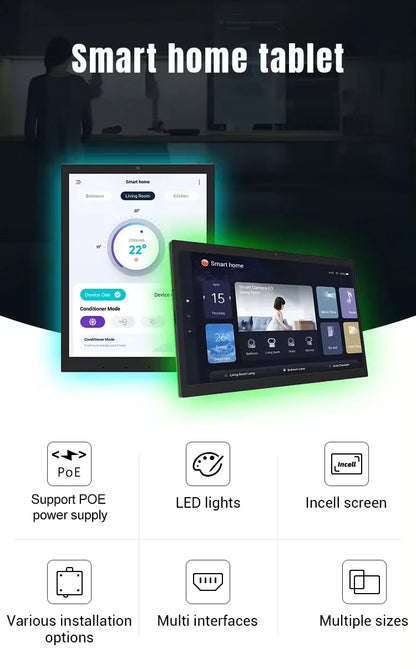 10.1 inch POE tablet wall mount android 14 smart home control panel,
