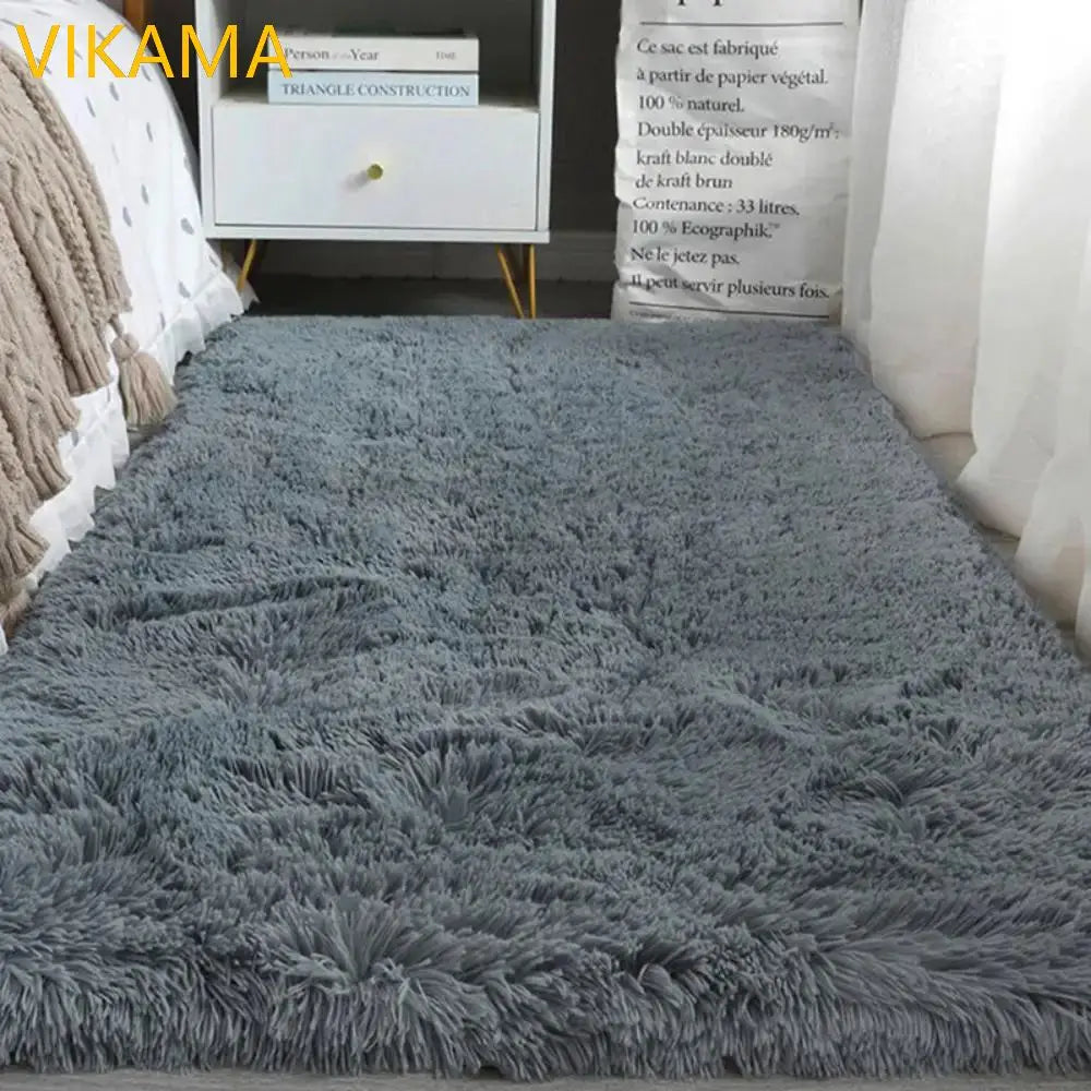 VIKAMA Simple Silk Wool Plush Carpet Bedroom Living Room Bed Blanket
