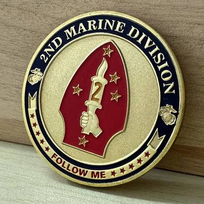 Gold US Marine Corps Commemorative Coin 2ND Marine Division