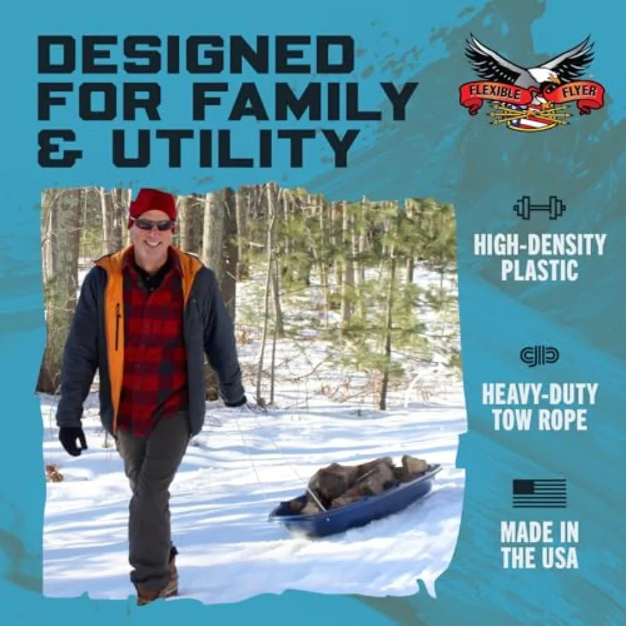 Winter Trek 3-Person Large Snow Sled 5.5 ft Heavy-Duty
