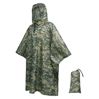 Man Military Impermeable Zipper Camo Raincoat