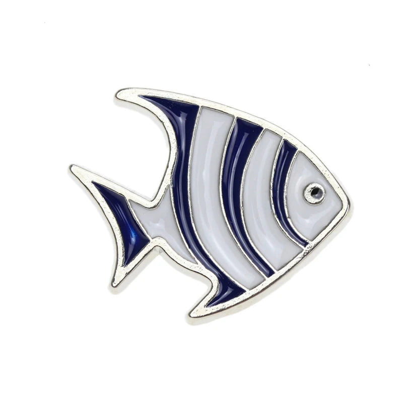 Navy Style Badge Cartoon Tropical Fish Metal Brooch