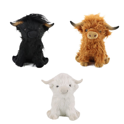 30cm Simulation Kyloe Cream Highland Cow Animal Plush Doll