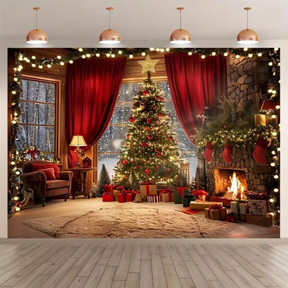 Christmas tree and fireplace  background