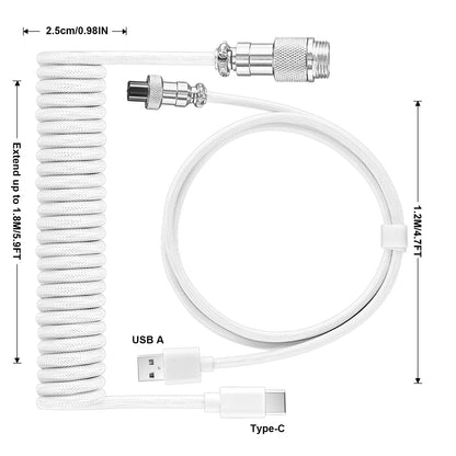 Coiled Keyboard Cable Type C To USB-A Mechanical Keyboard