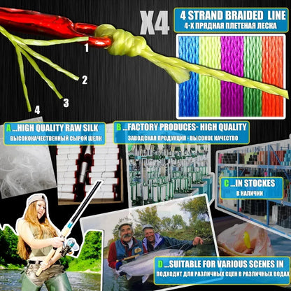 BAKAWA  4 Strands Braided Fishing Lines Multifilament Pesca