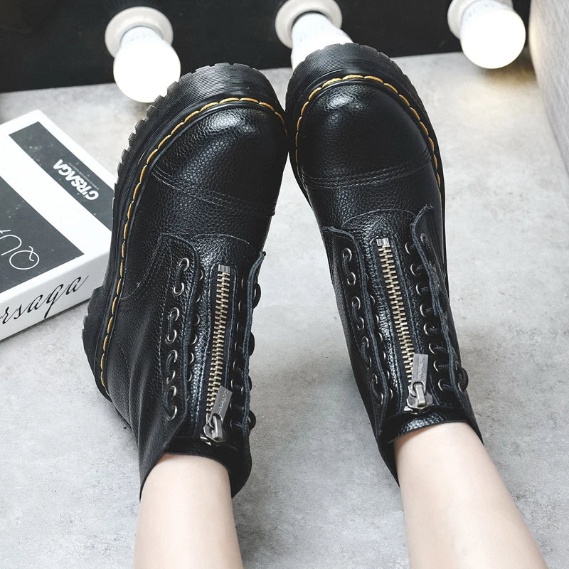Women Boots Genuine Leather Platform Boots