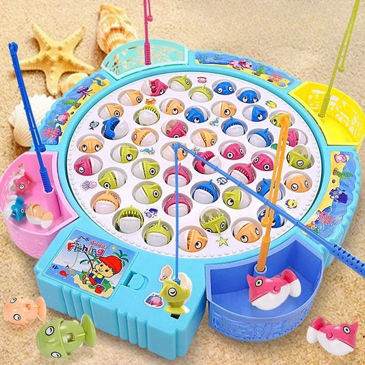 Magnetic Fishing Toys Fish and Rod with Magnetic Rotating Fishing Game