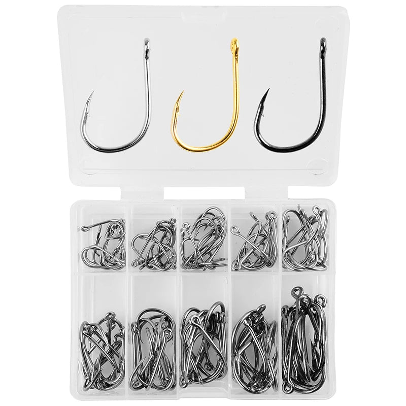 Fishing Hooks Set 100Pcs Box 10 Series
