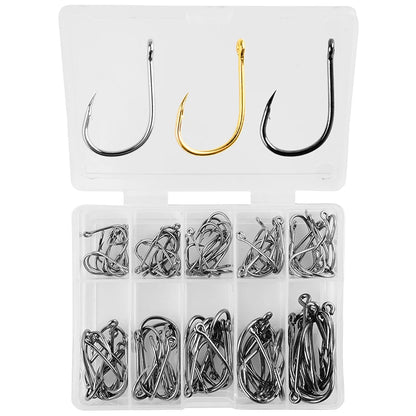 Fishing Hooks Set 100Pcs Box 10 Series
