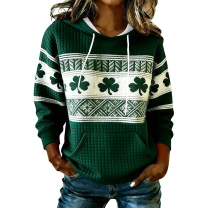 st patricks day women hoodie green clover
