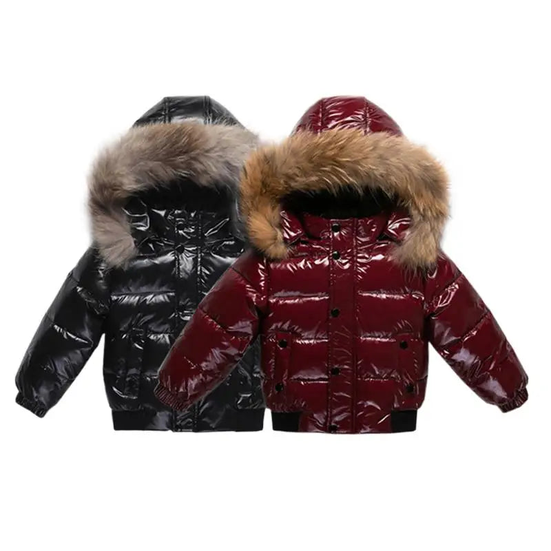 2025 Winter Toddler Boys Down Jacket Fur Waterproof