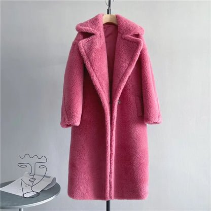Winter Jacket Women Long Coat  Wool Woven