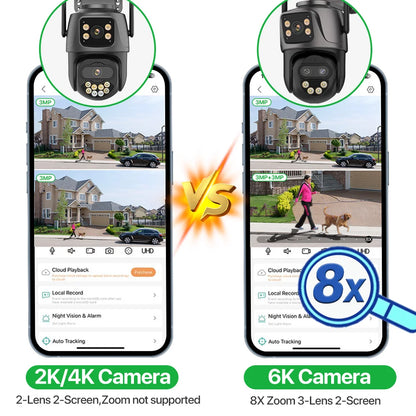 6K 9MP HD IP Camera Outdoor Three-Lens External