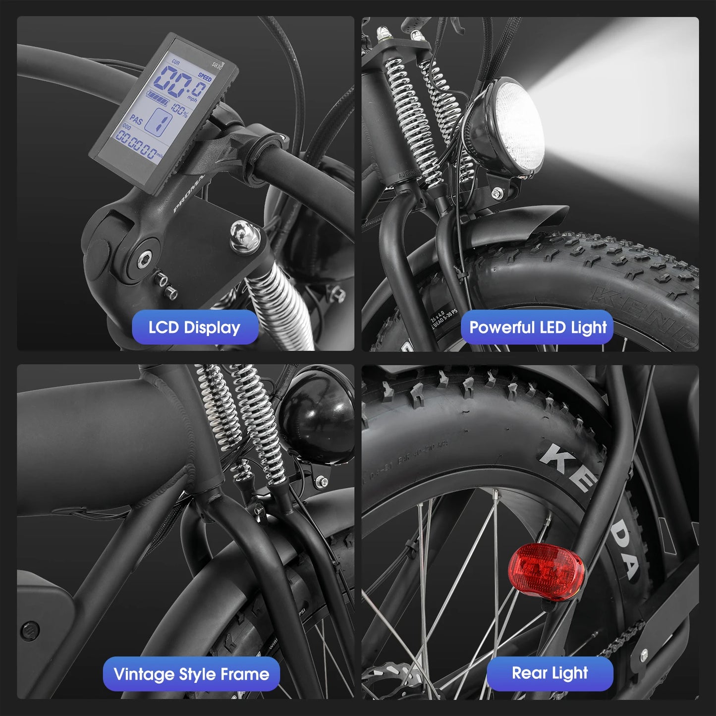 Electric Mountain Bike 48V 37MPH All-Terrain Fat Tire E-Bike,