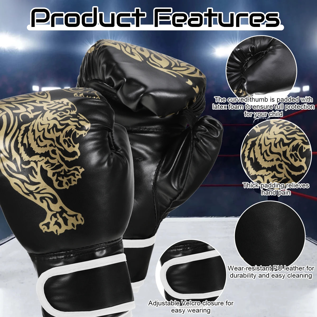 Adults Boxing Gloves Breathable PU Leather Fighting Gloves Kids Boxing